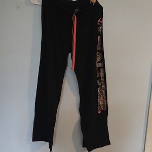 Womens Black and Pink Graphic Pants